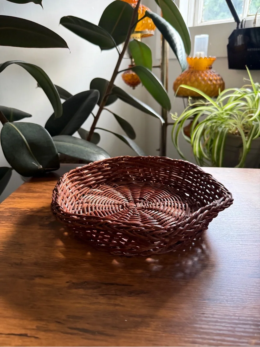 Woven Round hexagon Decorative Basket - Brown